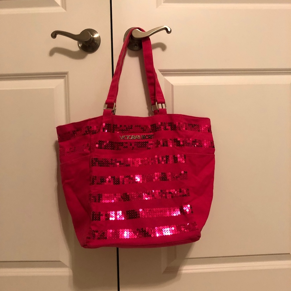 Hot Pink Sequined Tote Bag